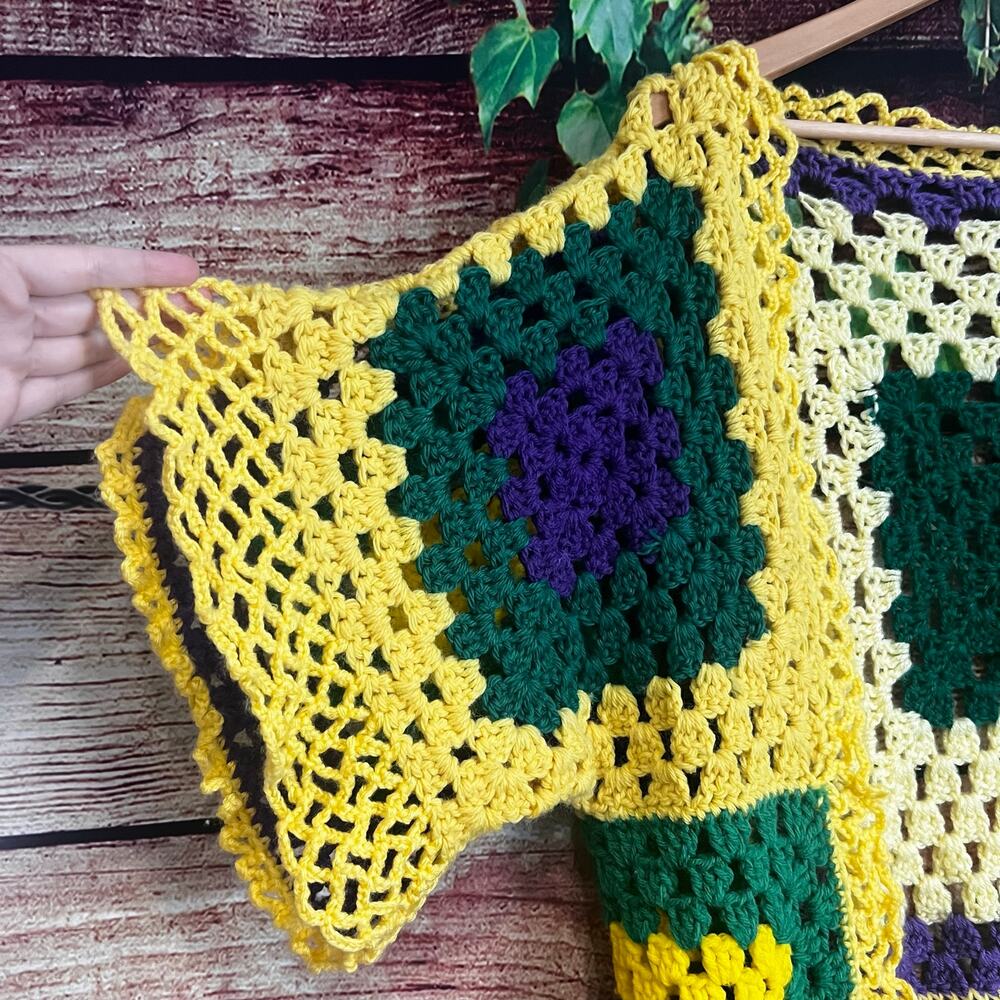 Granny Square Crochet Sweater One Size Cardigan Oregon Ducks LSU Tigers Knit - Picture 3 of 3
